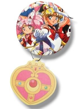 Sailor Moon Chibiusa Anime Button Pin + Crystal Cosmic Heart Air Freshener